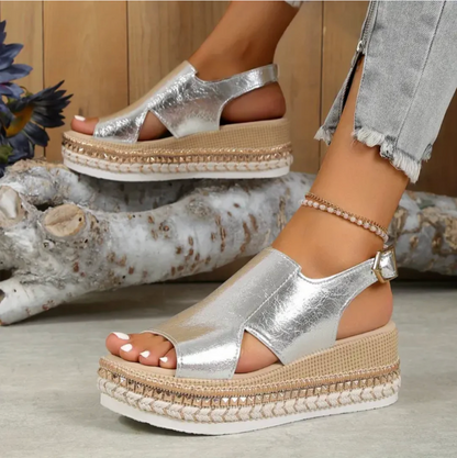 Sandales orthopédiques femme – Bout ouvert – Bride réglable – Semelle plateforme