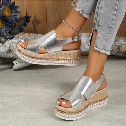 Sandales orthopédiques femme – Bout ouvert – Bride réglable – Semelle plateforme