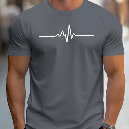 Men's T-shirt – Slim fit – Soft knit – Short sleeves – Cardiogram graphic