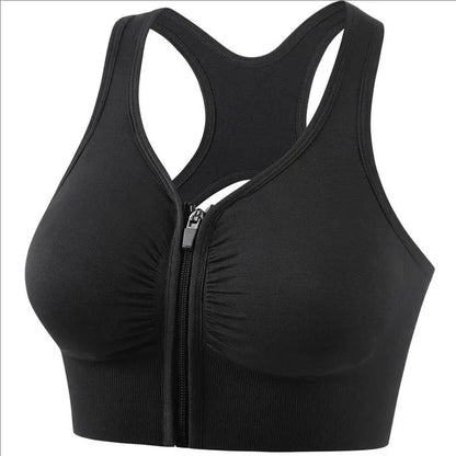 Brassière de sport femme – Maintien ajusté – Fermeture zippée – Dos nageur respirant