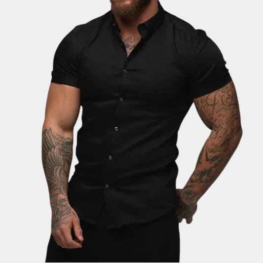 Chemise homme – Coupe slim – Manches courtes – Col structuré