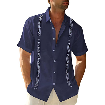 Men's short-sleeve shirt – Relaxed fit – Breathable fabric – Embroidered details
