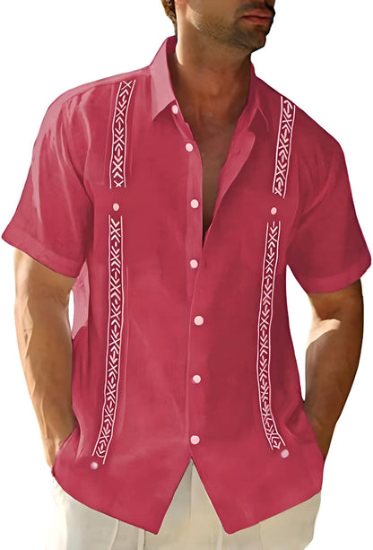 Men's short-sleeve shirt – Relaxed fit – Breathable fabric – Embroidered details