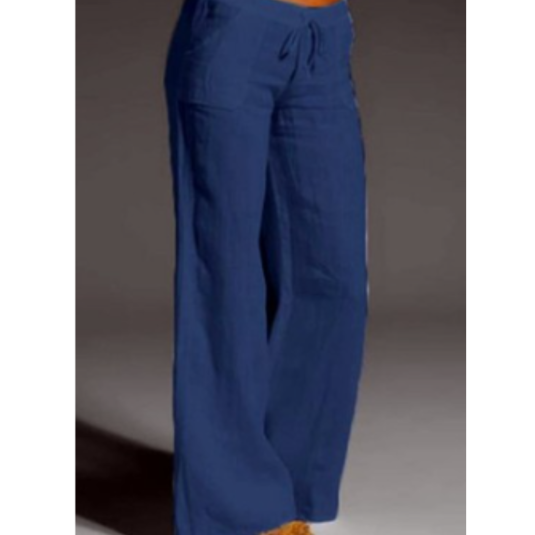 Pantalon femme large – Tissu respirant – Taille cordon – Coupe décontractée – Longueur cheville