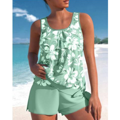 Tankini Set femme – Coupe décontractée – Tissu respirant – Haut fluide et short mi-cuisse