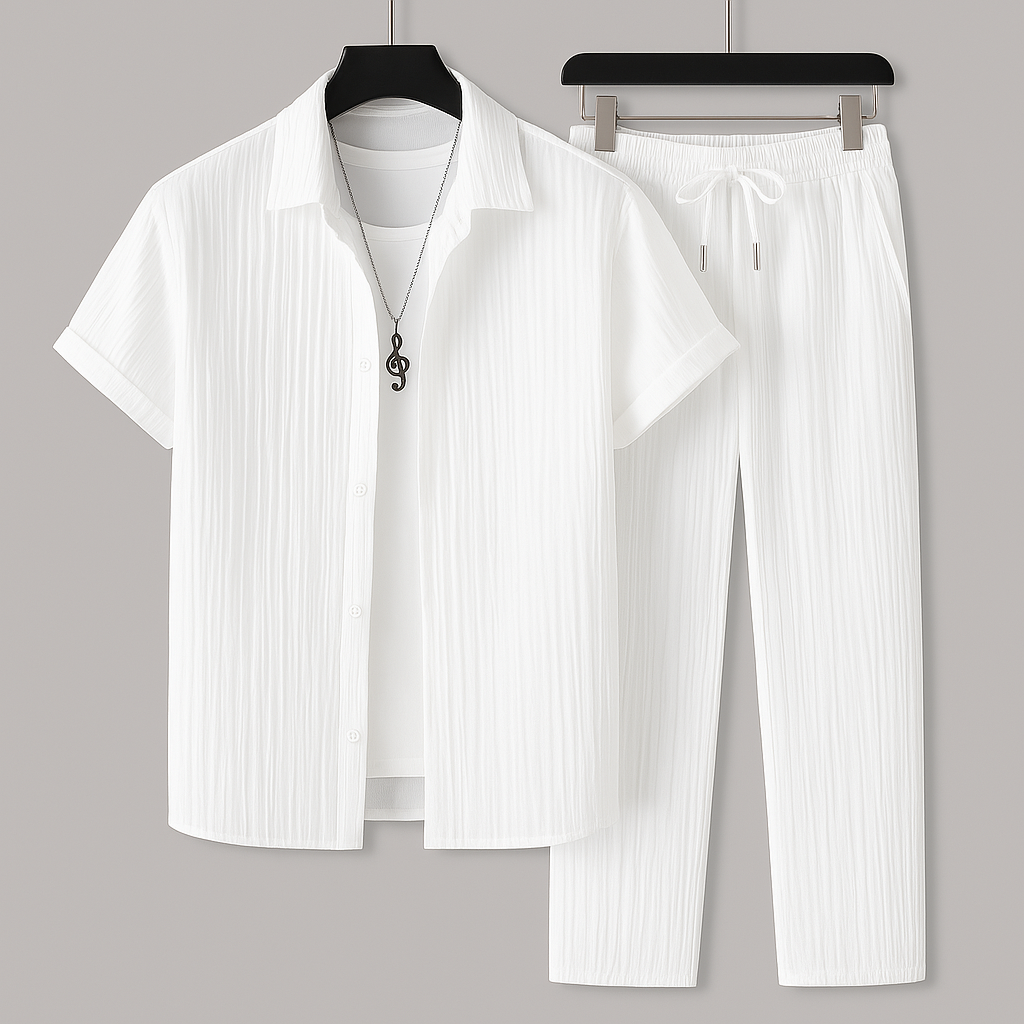 Ensemble Deux Pièces Homme – Coupe Décontractée – Tissu Respirant – Style Casual