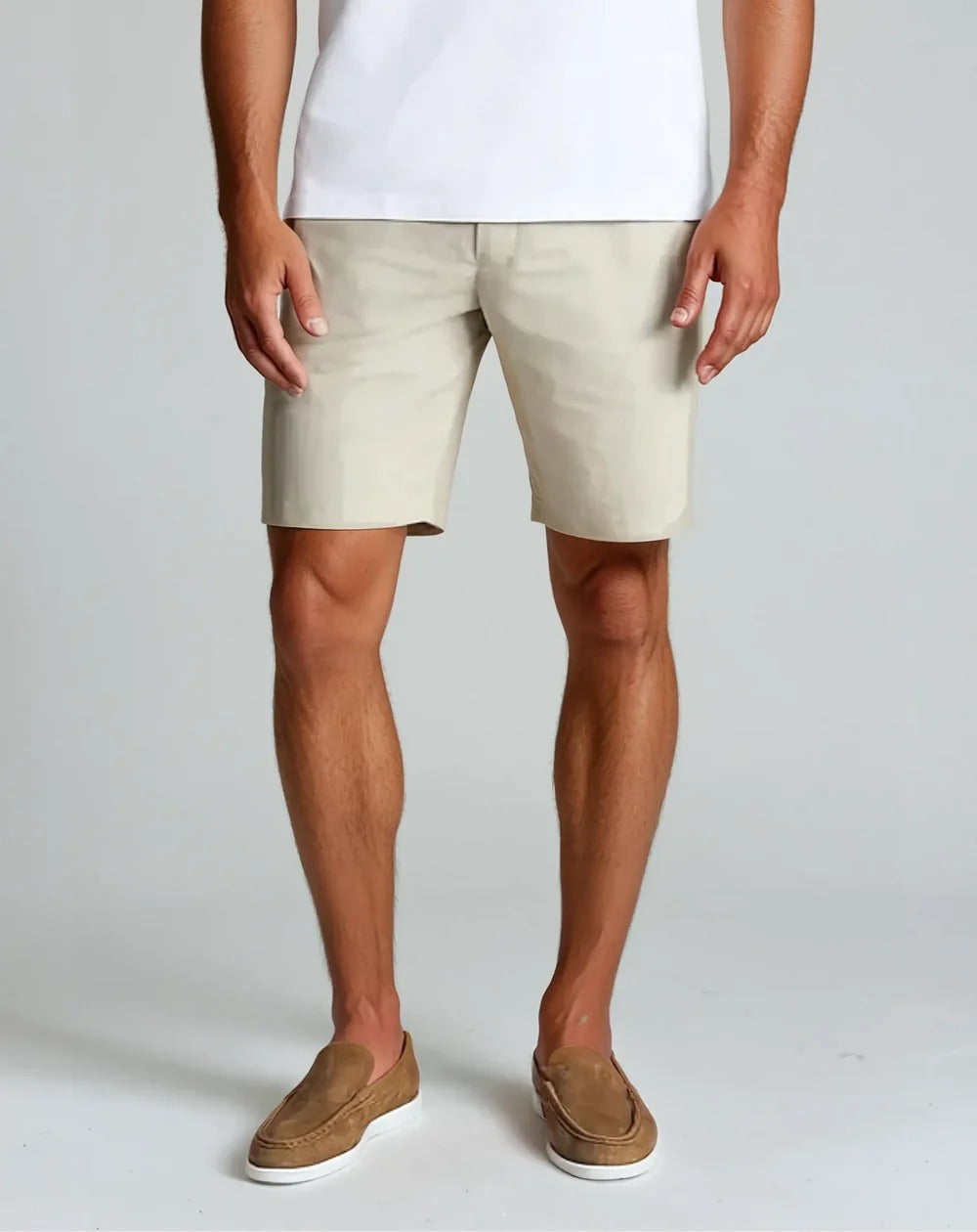 Short pour homme – Coupe slim – Fibres naturelles – Tissu léger respirant