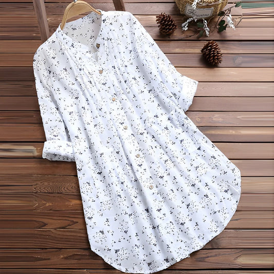 Blouse femme – Coupe décontractée – Tissu respirant doux – Col V – Manches longues