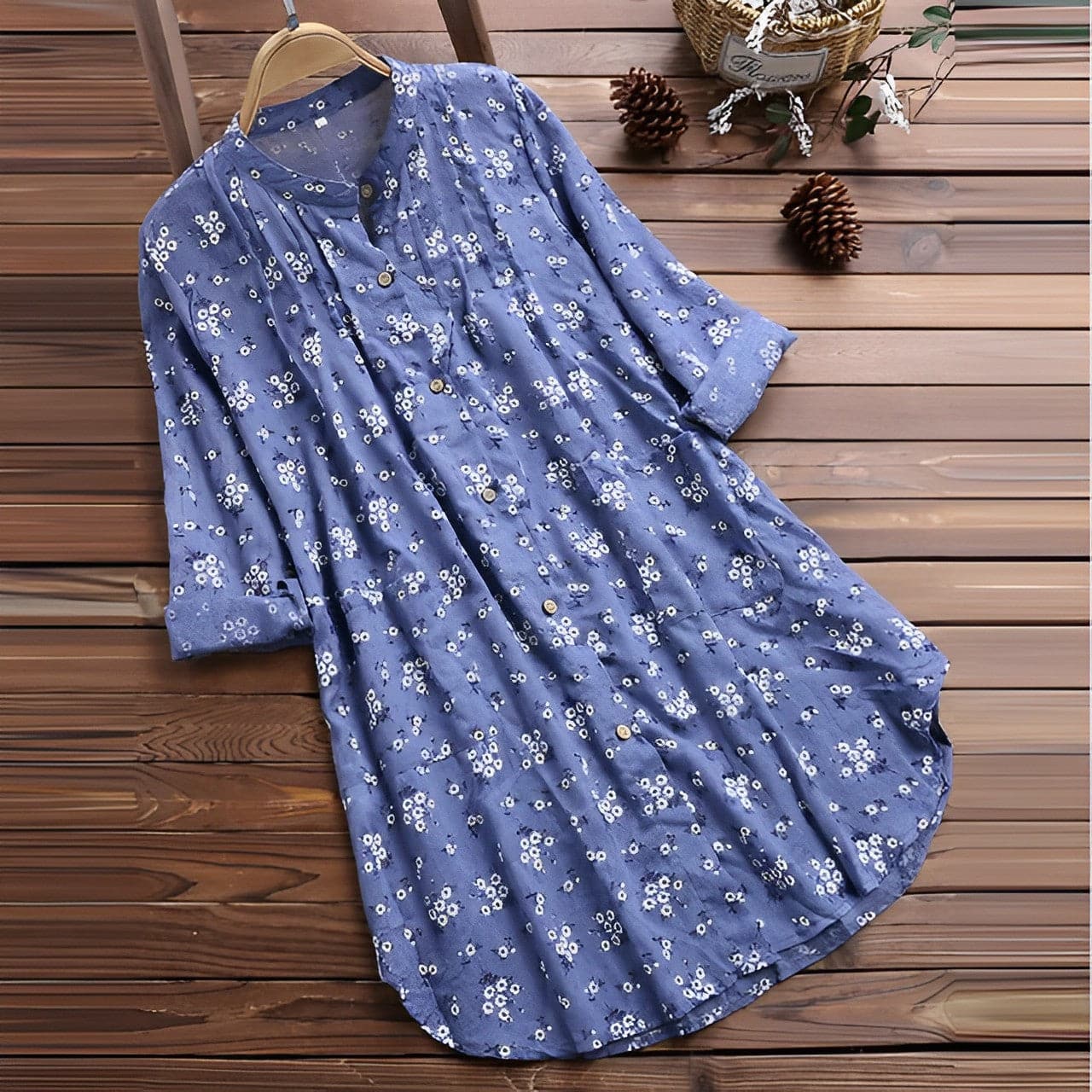 Blouse femme – Coupe décontractée – Tissu respirant doux – Col V – Manches longues