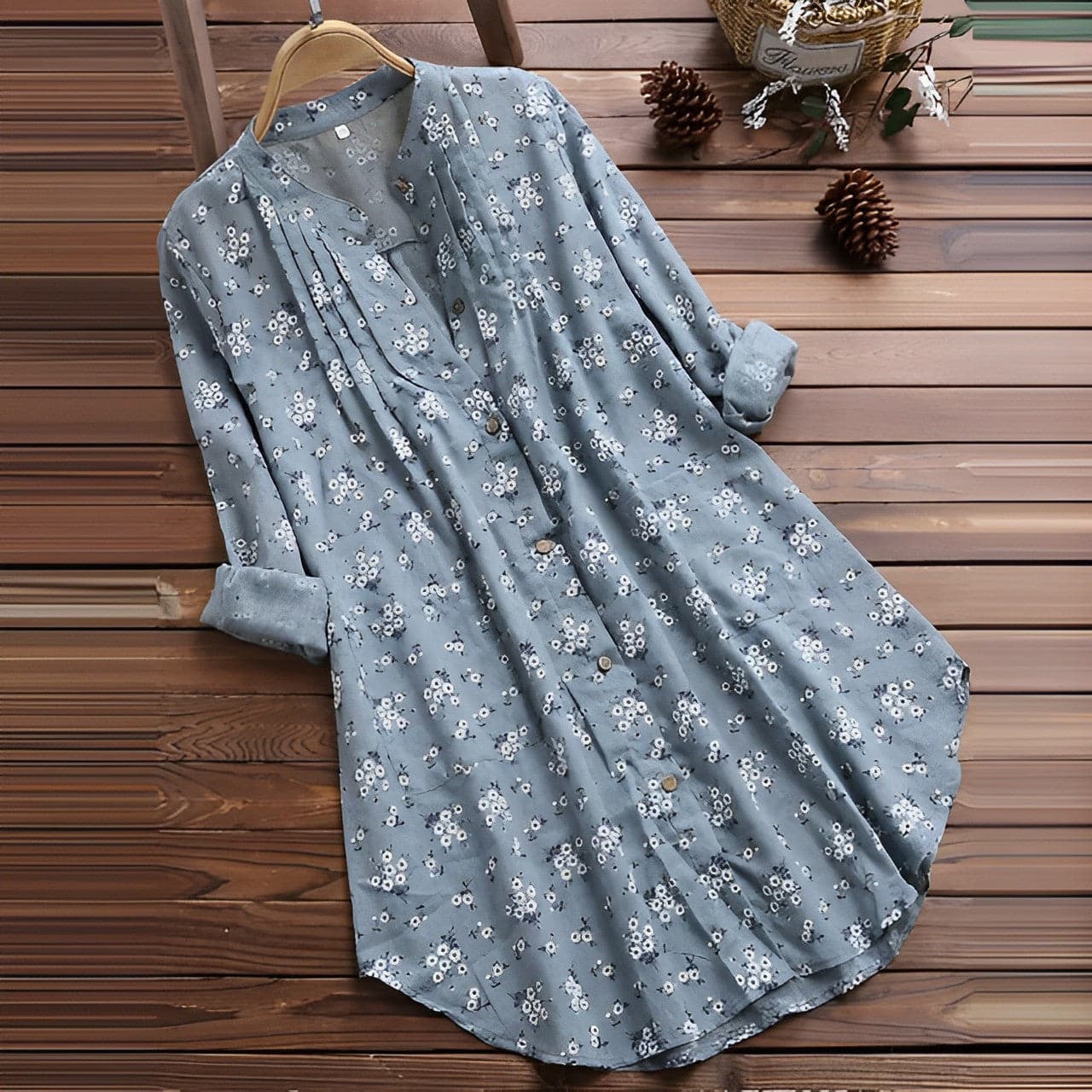 Blouse femme – Coupe décontractée – Tissu respirant doux – Col V – Manches longues