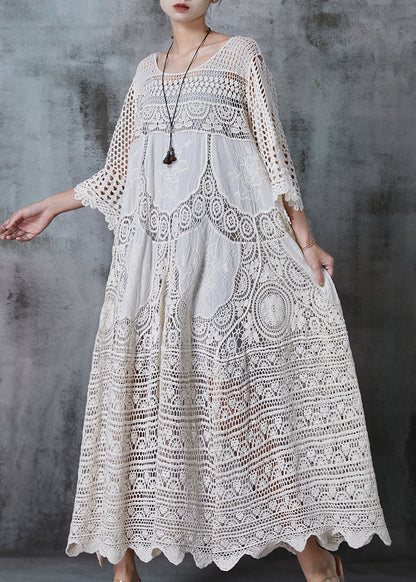 Robe longue femme – Coupe ample – Dentelle ajourée