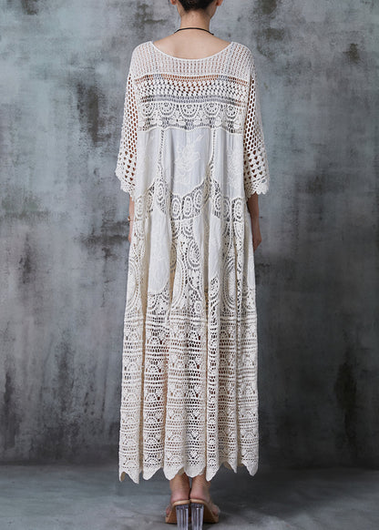 Robe longue femme – Coupe ample – Dentelle ajourée