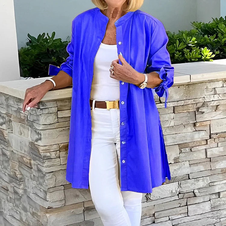 Chemise longue femme – Coupe ample – Boutonnée – Fente latérale – Tissu respirant
