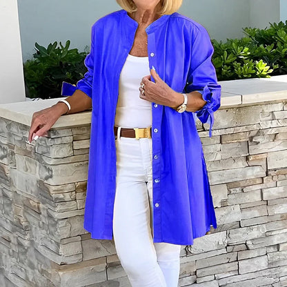 Chemise longue femme – Coupe ample – Boutonnée – Fente latérale – Tissu respirant