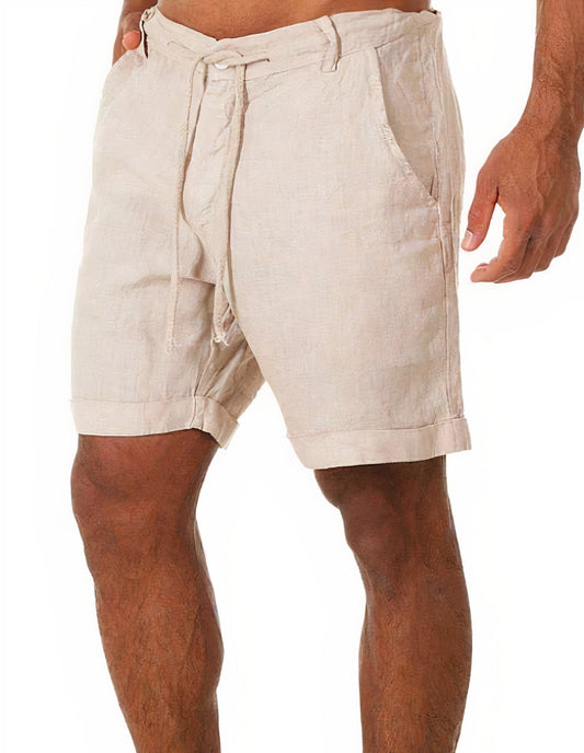 Short décontracté homme – Coupe ample – Coton – Taille cordon – Ourlet retroussé – Poches latérales