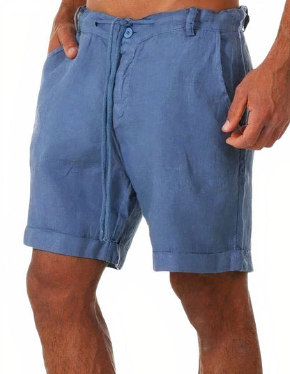 Short décontracté homme – Coupe ample – Coton – Taille cordon – Ourlet retroussé – Poches latérales