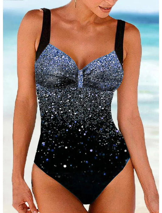 Maillot de bain une pièce femme – Coupe gainante – Bretelles larges – Sequins dégradés