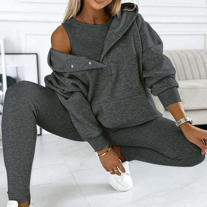 Femme Sweatshirt - Coton Doux - Coupe Oversize - Boutons Fonctionnels - Style Casual