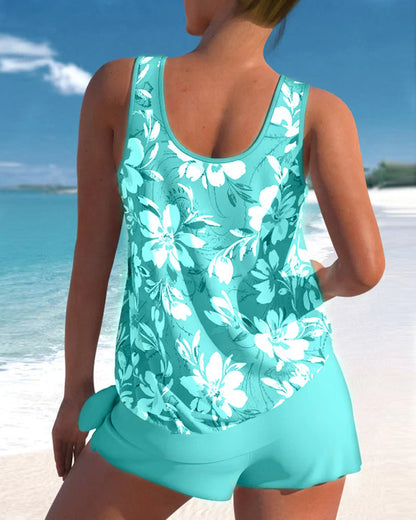 Tankini Set femme – Coupe décontractée – Tissu respirant – Haut fluide et short mi-cuisse