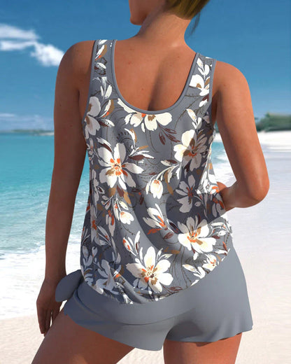 Tankini Set femme – Coupe décontractée – Tissu respirant – Haut fluide et short mi-cuisse