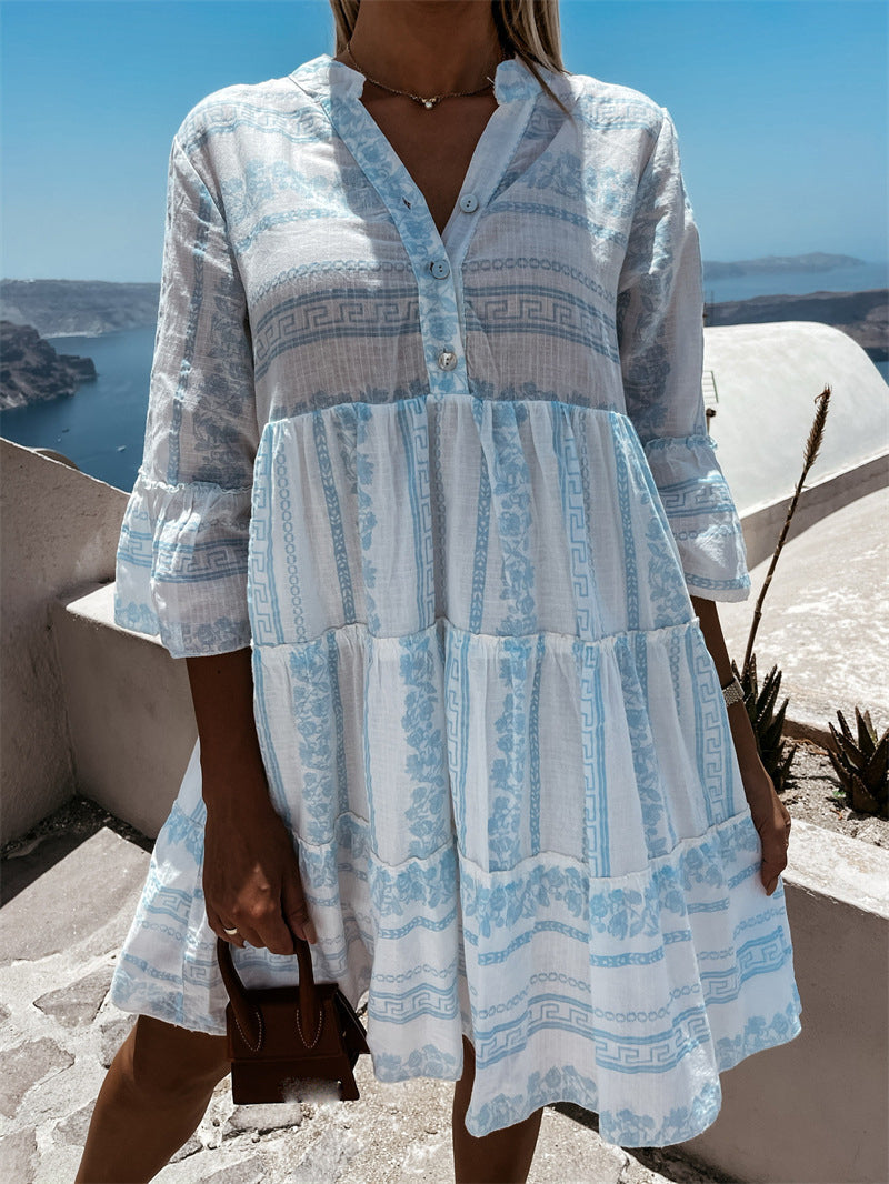 Robe Femme – Coupe Évasée Aérienne – Motifs Bohèmes – Fibres Naturelles Respirantes