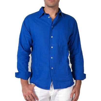 Chemise homme décontractée – Coupe ample – Fibres naturelles – Manches longues