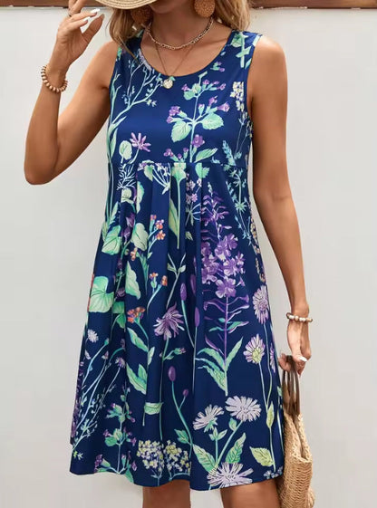 Robe sans manches femme – Coupe droite fluide – Imprimé floral