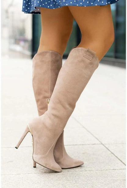 Femme Bottes Mi-Hautes - Suède Velouté - Silhouette Élégante - Zip Latéral - Multi-Occasion