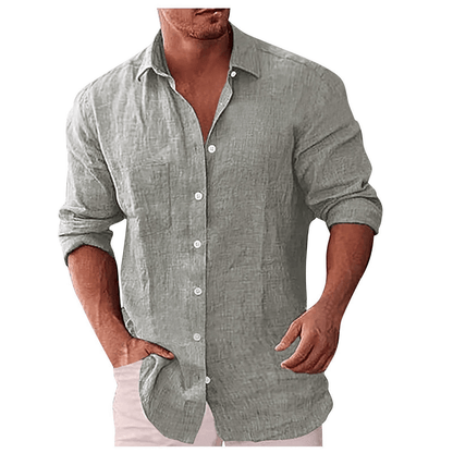 Men's shirt – Natural fibers – Relaxed fit – Long sleeves – Open collar