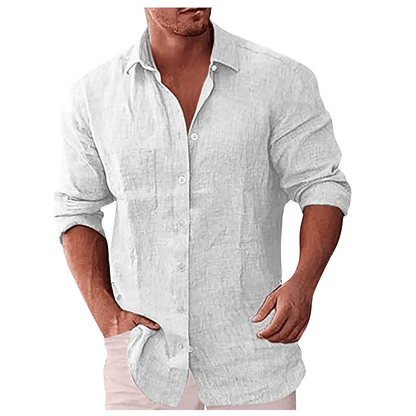 Men's shirt – Natural fibers – Relaxed fit – Long sleeves – Open collar