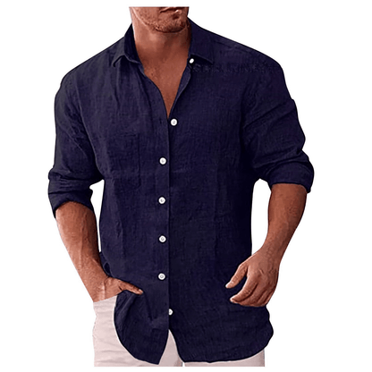 Men's shirt – Natural fibers – Relaxed fit – Long sleeves – Open collar