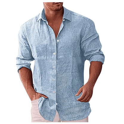 Men's shirt – Natural fibers – Relaxed fit – Long sleeves – Open collar