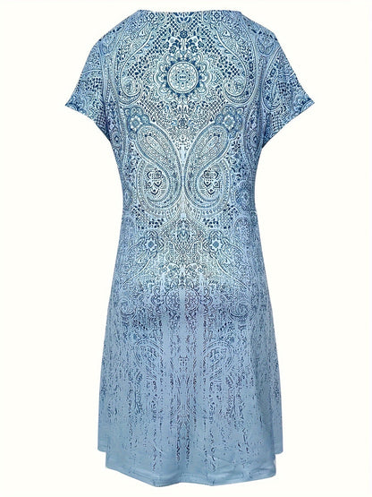 Robe mini femme – Coupe décontractée – Motif cachemire – Tissu respirant doux