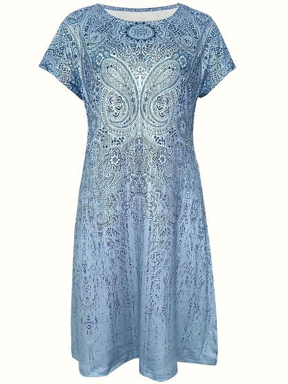 Robe mini femme – Coupe décontractée – Motif cachemire – Tissu respirant doux