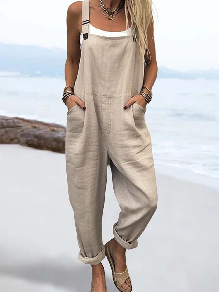 Combinaison Femme – Coupe Ample – Bretelles Réglables – Fibres Naturelles – Style Décontracté