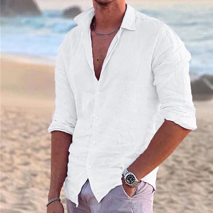 Chemise homme – Coupe décontractée – Manches longues – Fibre naturelle