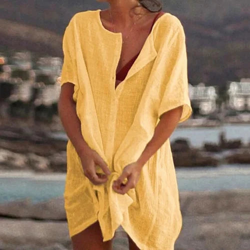Top tunique pour femmes – Coupe Ample – Manches Courtes – Fibres Naturelles – Style Décontracté