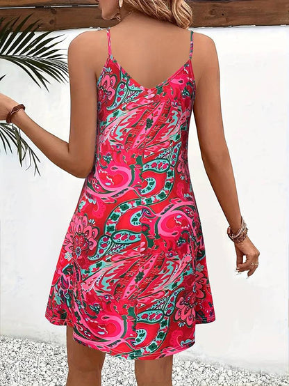 Robe Femme Cami – Tissu Respirant – Décolleté V – Coupe A-Ligne Fluide Sans Manches