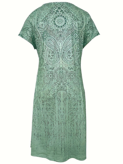 Robe mini femme – Coupe décontractée – Motif cachemire – Tissu respirant doux