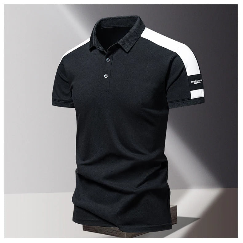 Polo homme – Coupe slim – Tissu respirant – Manches courtes – Détail épaules contrastées