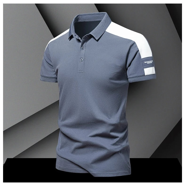Polo homme – Coupe slim – Tissu respirant – Manches courtes – Détail épaules contrastées