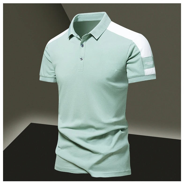 Polo homme – Coupe slim – Tissu respirant – Manches courtes – Détail épaules contrastées