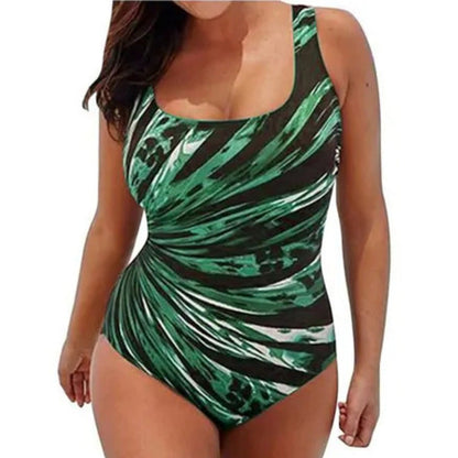 Maillot de bain une pièce femme – Coupe ajustée – Encolure dégagée – Imprimé graphique