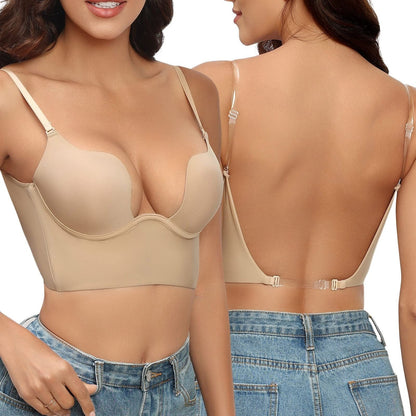 Soutien-gorge dos nu femme – Plunging – Maintien armatures – Bretelles réglables