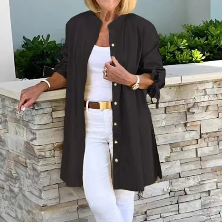 Chemise longue femme – Coupe ample – Boutonnée – Fente latérale – Tissu respirant