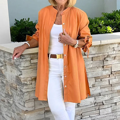 Chemise longue femme – Coupe ample – Boutonnée – Fente latérale – Tissu respirant