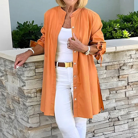 Chemise longue femme – Coupe ample – Boutonnée – Fente latérale – Tissu respirant