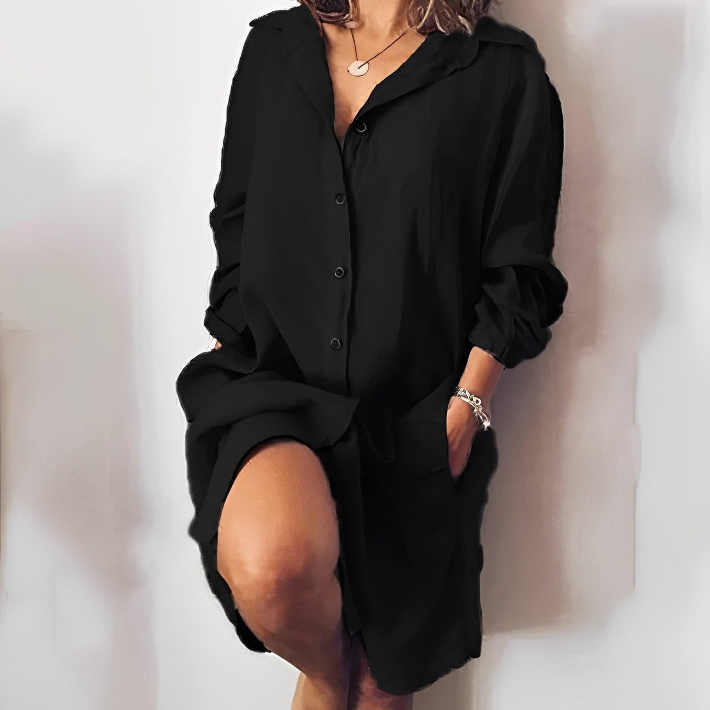 Blouse femme – Coupe ample – Fibres naturelles – Manches longues – Longueur tunique