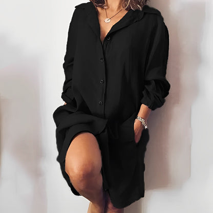 Blouse femme – Coupe ample – Fibres naturelles – Manches longues – Longueur tunique