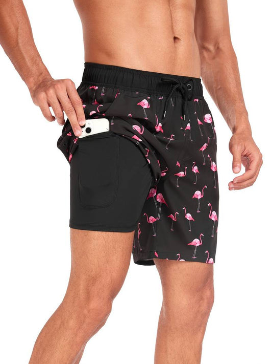 Short de bain homme – Coupe décontractée – Séchage rapide – Cordon ajustable – Doublure confort